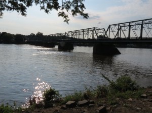 view of the Delaware & New Hope Toll Bridge built in 1814