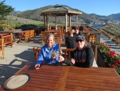 Diane & Janet Toasting Friendship & a Perfect Holiday on the Big Sur Coast.