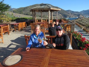 Diane & Janet Toasting Friendship & a Perfect Holiday on the Big Sur Coast.
