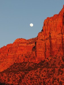 full moon over Zion National Park